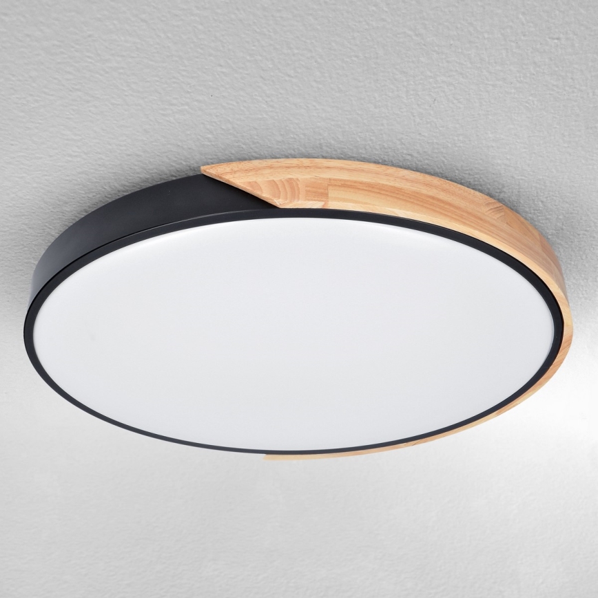 Brilagi - Ρυθμιζόμενο φωτιστικό οροφής LED PILANA LED/60W/230V 3000-6500K δρυς/μαύρο διάμ. 60 cm + τηλεχειριστήριο