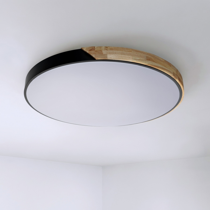 Brilagi - Ρυθμιζόμενο LED φωτιστικό οροφής PILANA LED/72W/230V 3000-6500K δρυς/μαύρο διάμ. 80 cm + τηλεχειριστήριο