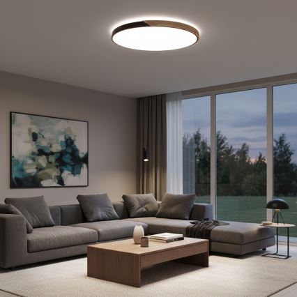 Brilagi - Ρυθμιζόμενο LED φωτιστικό οροφής PILANA LED/72W/230V 3000-6500K δρυς/μαύρο διάμ. 80 cm + τηλεχειριστήριο