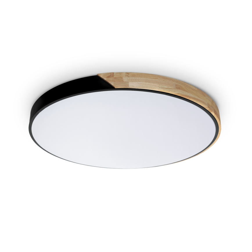 Brilagi - Ρυθμιζόμενο LED φωτιστικό οροφής PILANA LED/72W/230V 3000-6500K δρυς/μαύρο διάμ. 80 cm + τηλεχειριστήριο
