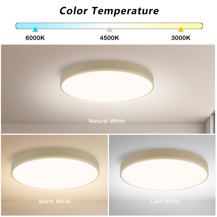 Brilagi - Ρυθμιζόμενο LED φωτιστικό οροφής POOL SMART LED/48W/230V 3000-6000K Ø 40 cm Wi-Fi Tuya μπεζ + τηλεχειριστήριο