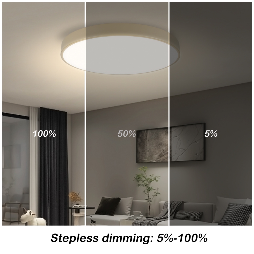 Brilagi - Ρυθμιζόμενο LED φωτιστικό οροφής POOL SMART LED/60W/230V 3000-6000K διάμ. 50 cm Wi-Fi Tuya μπεζ + τηλεχειριστήριο
