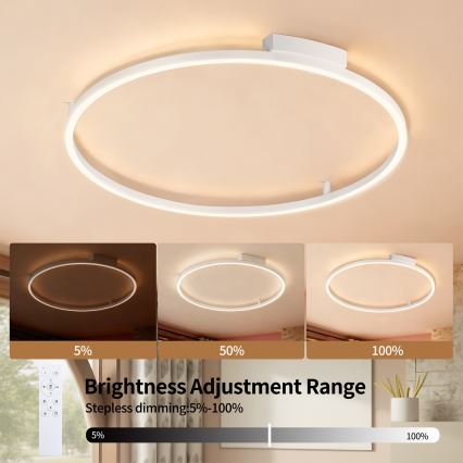 Brilagi - Ρυθμιζόμενο LED φωτιστικό οροφής PORTOFINO LED/60W/230V 3000-6000K Ø 80 cm λευκό + τηλεχειριστήριο