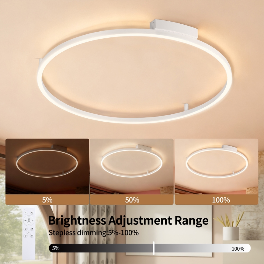 Brilagi - Ρυθμιζόμενο LED φωτιστικό οροφής PORTOFINO LED/60W/230V 3000-6000K Ø 80 cm λευκό + τηλεχειριστήριο