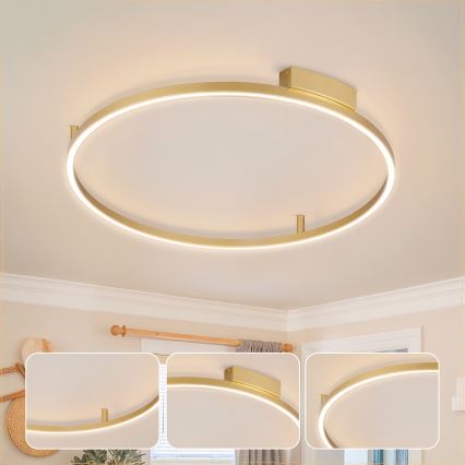 Brilagi - Ρυθμιζόμενο LED φωτιστικό οροφής PORTOFINO LED/60W/230V 3000-6000K διάμ. 80 cm χρυσό + τηλεχειριστήριο