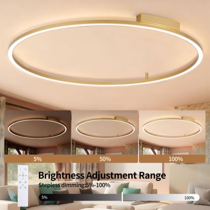 Brilagi - Ρυθμιζόμενο LED φωτιστικό οροφής PORTOFINO LED/85W/230V 3000-6000K διάμ. 120 cm χρυσό + τηλεχειριστήριο