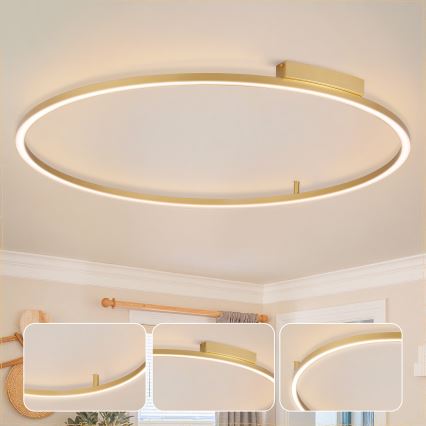 Brilagi - Ρυθμιζόμενο LED φωτιστικό οροφής PORTOFINO LED/85W/230V 3000-6000K διάμ. 120 cm χρυσό + τηλεχειριστήριο