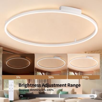 Brilagi - LED Ρυθμιζόμενο φωτιστικό οροφής PORTOFINO LED/85W/230V 3000-6000K διάμ. 120 cm λευκό + τηλεχειριστήριο