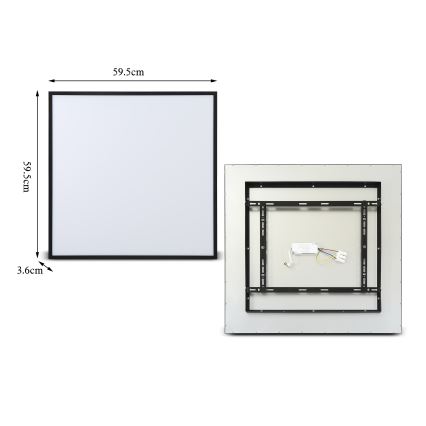 Brilagi - LED Ρυθμιζόμενο φωτιστικό οροφής SLIMFRAME LED/58W/230V 60x60 cm 3000-6000K μαύρο + τηλεχειριστήριο