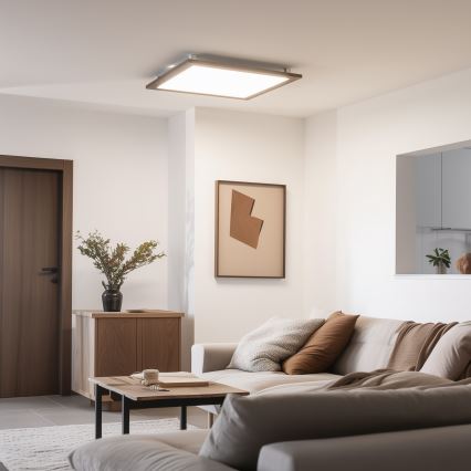 Brilagi - Ρυθμιζόμενο LED φωτιστικό οροφής SLIMFRAME WOOD LED/58W/230V 64x64 cm 3000-6000K σκούρο καφέ + τηλεχειριστήριο