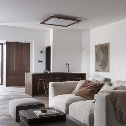 Brilagi - Ρυθμιζόμενο LED φωτιστικό οροφής SLIMFRAME WOOD LED/58W/230V 64x64 cm 3000-6000K σκούρο καφέ + τηλεχειριστήριο