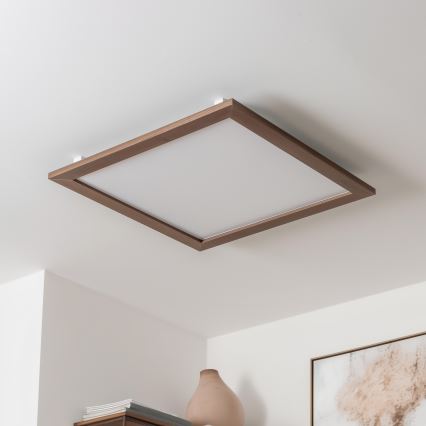 Brilagi - Ρυθμιζόμενο LED φωτιστικό οροφής SLIMFRAME WOOD LED/58W/230V 64x64 cm 3000-6000K σκούρο καφέ + τηλεχειριστήριο