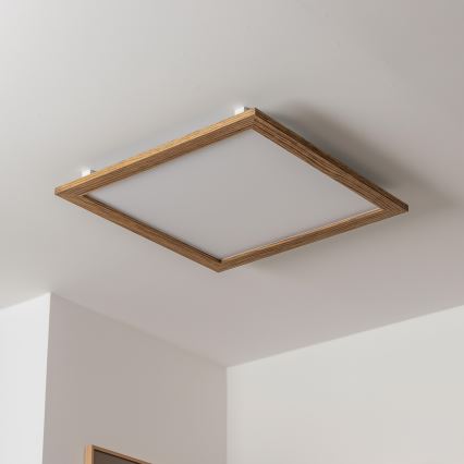 Brilagi - LED ρυθμιζόμενο φωτιστικό οροφής SLIMFRAME WOOD LED/58W/230V 64x64 cm 3000-6000K καφέ + τηλεχειριστήριο