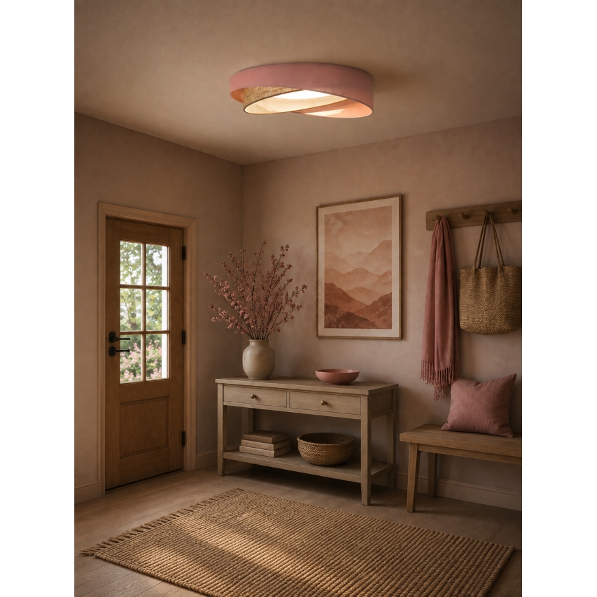 BRILAGI - Ρυθμιζόμενο φωτιστικό οροφής LED VELVET TWIST LED/36W/230V 3000-6000K διάμ. 65 cm Wi-Fi Tuya Beacon ροζ/μπεζ + τηλεχειριστήριο