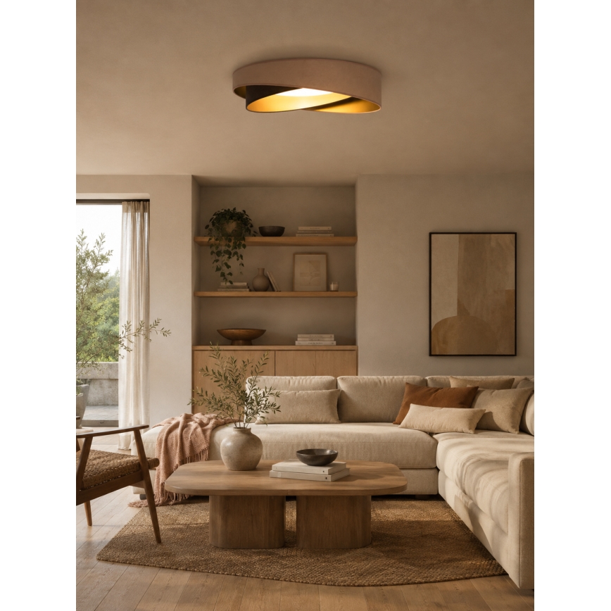 BRILAGI - Ρυθμιζόμενο φωτιστικό οροφής LED VELVET TWIST LED/36W/230V 3000-6000K Ø 65 cm Wi‑Fi Tuya Beacon μπεζ/καφέ/χρυσό + τηλεχειριστήριο