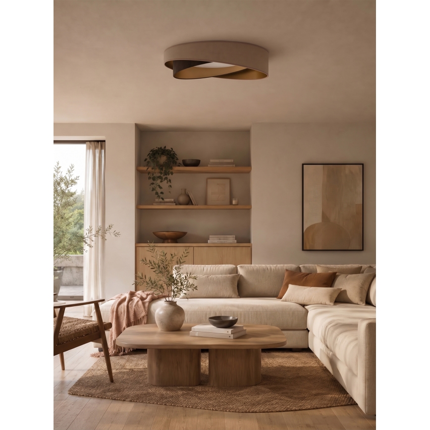 BRILAGI - Ρυθμιζόμενο φωτιστικό οροφής LED VELVET TWIST LED/36W/230V 3000-6000K Ø 65 cm Wi‑Fi Tuya Beacon μπεζ/καφέ/χρυσό + τηλεχειριστήριο