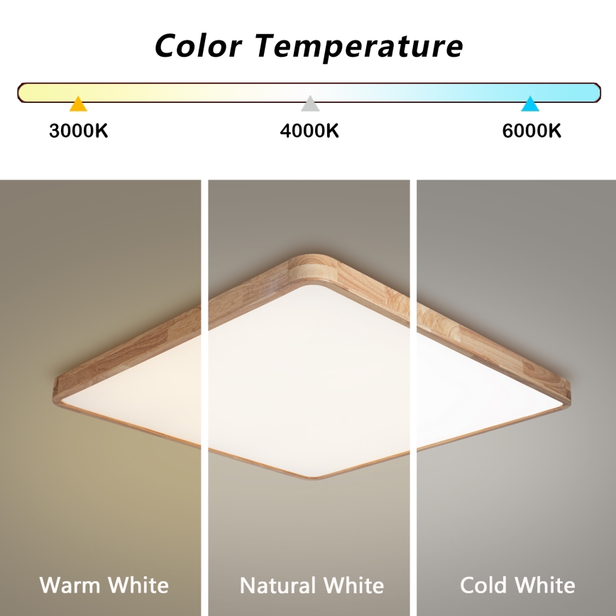 Brilagi - Ρυθμιζόμενο LED φωτιστικό οροφής WOODLINE SQUARE LED/100W/230V 3000-6000K σε απόχρωση δρυός 80x80 cm + τηλεχειριστήριο