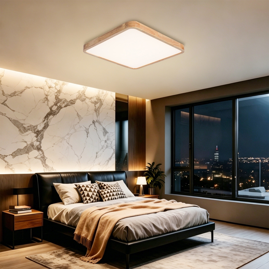Brilagi - LED ρυθμιζόμενο φωτιστικό οροφής WOODLINE SQUARE LED/80W/230V 3000-6000K από δρυς 60x60 cm + τηλεχειριστήριο