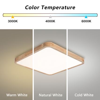 Brilagi - LED ρυθμιζόμενο φωτιστικό οροφής WOODLINE SQUARE LED/80W/230V 3000-6000K από δρυς 60x60 cm + τηλεχειριστήριο