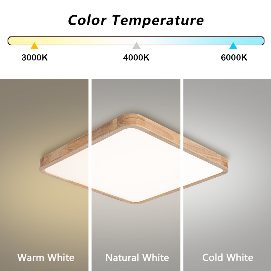 Brilagi - LED ρυθμιζόμενο φωτιστικό οροφής WOODLINE SQUARE LED/80W/230V 3000-6000K από δρυς 60x60 cm + τηλεχειριστήριο