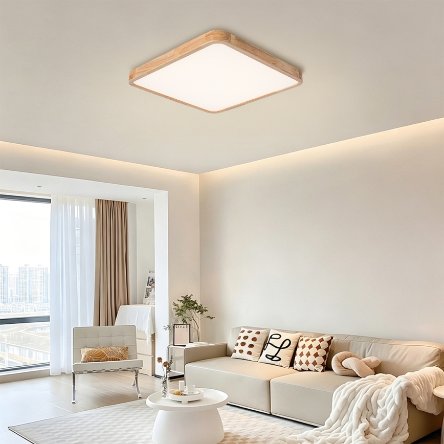 Brilagi - LED ρυθμιζόμενο φωτιστικό οροφής WOODLINE SQUARE LED/80W/230V 3000-6000K από δρυς 60x60 cm + τηλεχειριστήριο