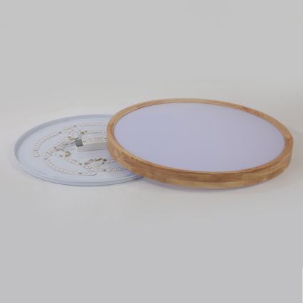 Brilagi - LED Ρυθμιζόμενο φωτιστικό οροφής WOODROUND LED/40W/230V 3000-6000K Ø 60 cm ξύλο CRI 90 + τηλεχειριστήριο