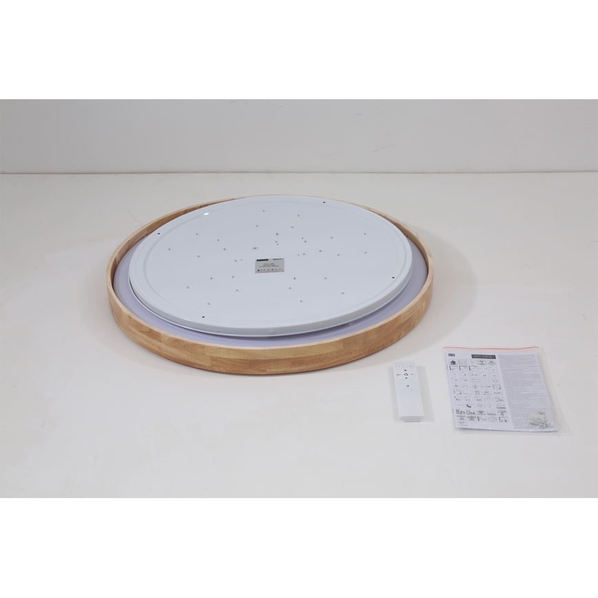 Brilagi - LED Ρυθμιζόμενο φωτιστικό οροφής WOODROUND LED/40W/230V 3000-6000K Ø 60 cm ξύλο CRI 90 + τηλεχειριστήριο