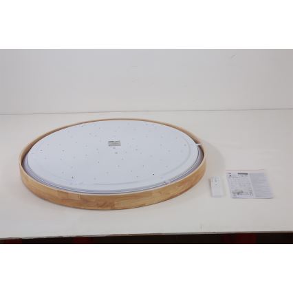 Brilagi - Ρυθμιζόμενο φωτιστικό οροφής LED WOODROUND LED/70W/230V 3000-6000K διάμ. 80 cm ξύλο CRI 90 + τηλεχειριστήριο