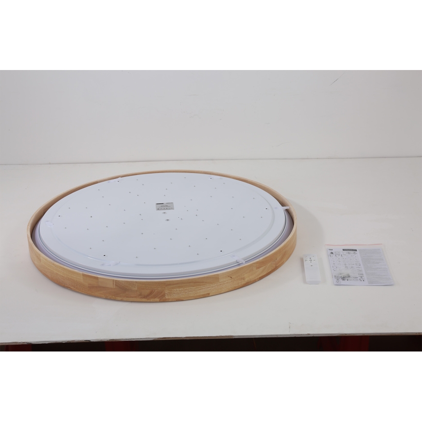 Brilagi - Ρυθμιζόμενο φωτιστικό οροφής LED WOODROUND LED/70W/230V 3000-6000K διάμ. 80 cm ξύλο CRI 90 + τηλεχειριστήριο