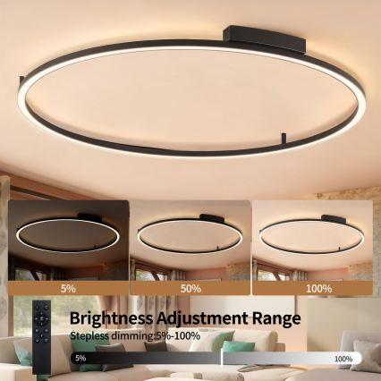 Brilagi - Ρυθμιζόμενο φωτιστικό οροφής PORTOFINO LED/85W/230V 3000-6000K Ø 120 cm μαύρο + τηλεχειριστήριο