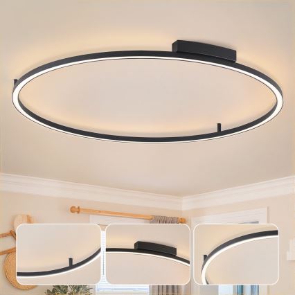 Brilagi - Ρυθμιζόμενο φωτιστικό οροφής PORTOFINO LED/85W/230V 3000-6000K Ø 120 cm μαύρο + τηλεχειριστήριο