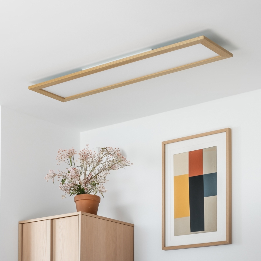 Brilagi - LED Ρυθμιζόμενο φωτιστικό οροφής SLIMFRAME WOOD LED/58W/230V 124x34 cm 3000-6000K καφέ + τηλεχειριστήριο