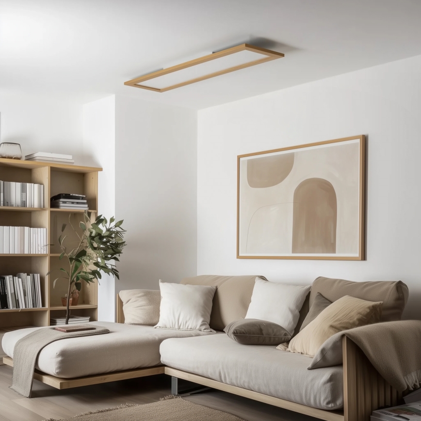 Brilagi - LED Ρυθμιζόμενο φωτιστικό οροφής SLIMFRAME WOOD LED/58W/230V 124x34 cm 3000-6000K καφέ + τηλεχειριστήριο