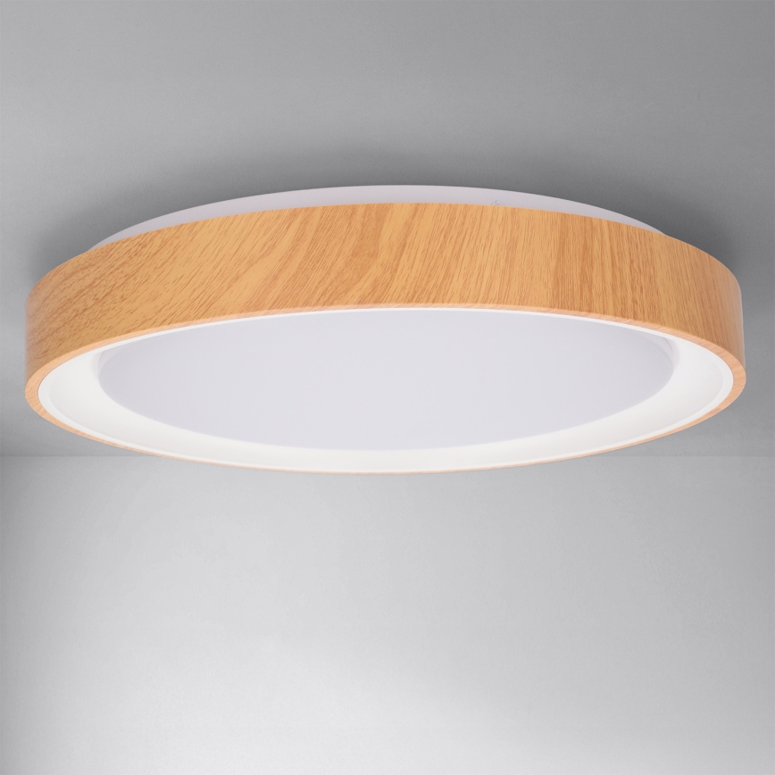 Brilagi - Ρυθμιζόμενο LED φωτιστικό οροφής FLOCO LED/48W/230V Ø 40 cm, φινίρισμα σε απομίμηση ξύλου/λευκό + τηλεχειριστήριο