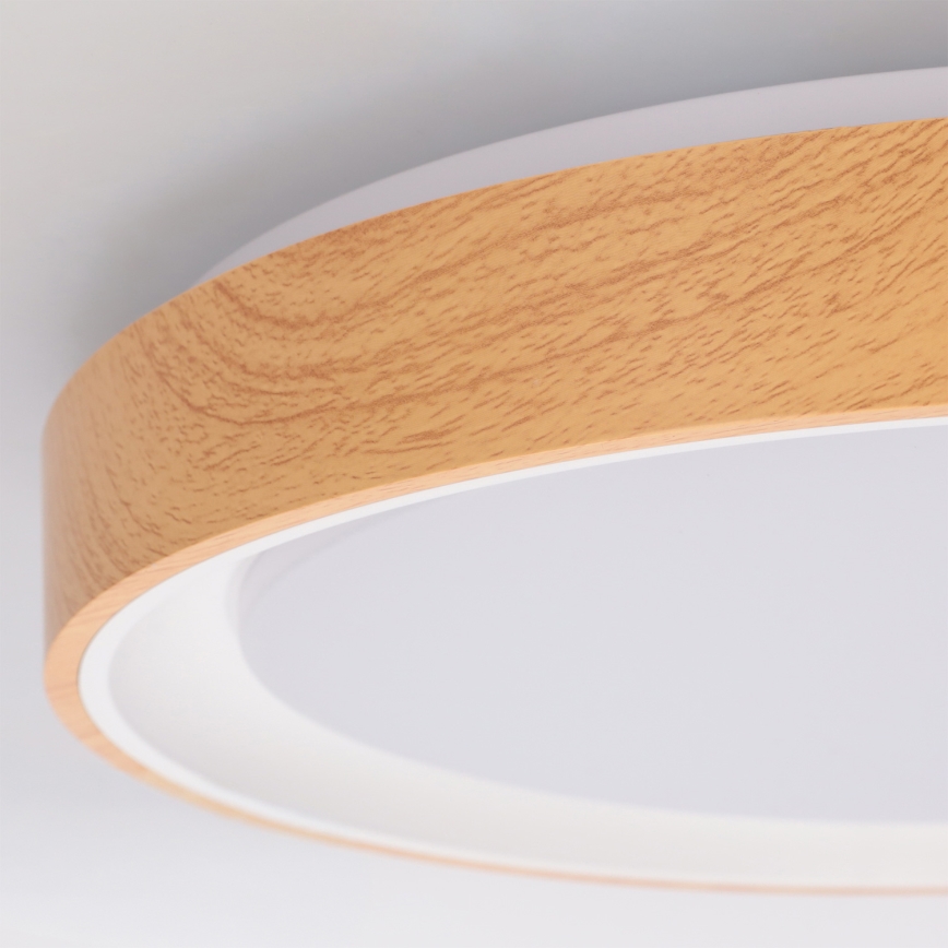Brilagi - Ρυθμιζόμενο LED φωτιστικό οροφής FLOCO LED/48W/230V Ø 40 cm, φινίρισμα σε απομίμηση ξύλου/λευκό + τηλεχειριστήριο