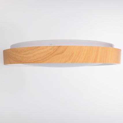 Brilagi - Ρυθμιζόμενο LED φωτιστικό οροφής FLOCO LED/48W/230V Ø 40 cm, φινίρισμα σε απομίμηση ξύλου/λευκό + τηλεχειριστήριο