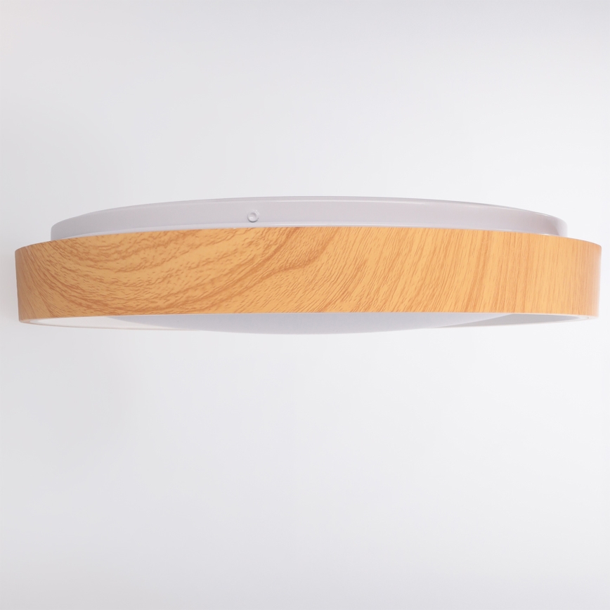 Brilagi - Ρυθμιζόμενο LED φωτιστικό οροφής FLOCO LED/48W/230V Ø 40 cm, φινίρισμα σε απομίμηση ξύλου/λευκό + τηλεχειριστήριο