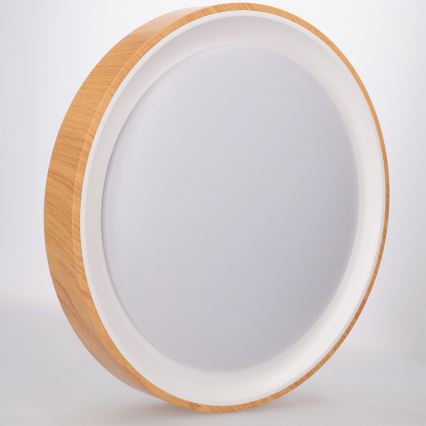 Brilagi - Ρυθμιζόμενο LED φωτιστικό οροφής FLOCO LED/48W/230V Ø 40 cm, φινίρισμα σε απομίμηση ξύλου/λευκό + τηλεχειριστήριο