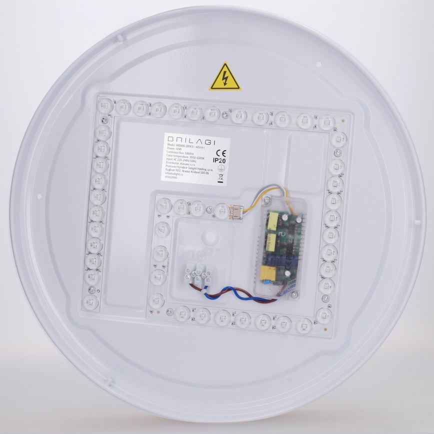 Brilagi - Ρυθμιζόμενο LED φωτιστικό οροφής FLOCO LED/48W/230V Ø 40 cm, φινίρισμα σε απομίμηση ξύλου/λευκό + τηλεχειριστήριο