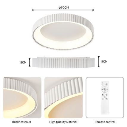 Brilagi - Ρυθμιζόμενο LED φωτιστικό οροφής FALCON MODERN LED/54W/230V 3000-6000K 60 cm λευκό + τηλεχειριστήριο