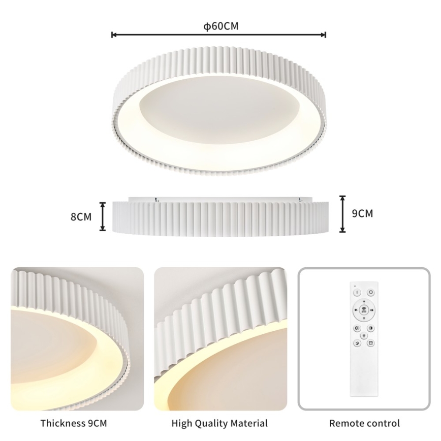 Brilagi - Ρυθμιζόμενο LED φωτιστικό οροφής FALCON MODERN LED/54W/230V 3000-6000K 60 cm λευκό + τηλεχειριστήριο