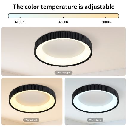 Brilagi - Ρυθμιζόμενο φωτιστικό οροφής LED FALCON MODERN LED/54W/230V 3000-6500K διάμ. 60 cm μαύρο + τηλεχειριστήριο