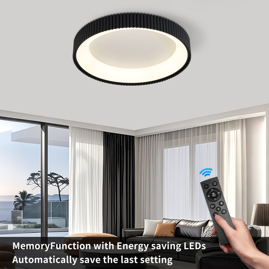 Brilagi - Ρυθμιζόμενο φωτιστικό οροφής LED FALCON MODERN LED/54W/230V 3000-6500K διάμ. 60 cm μαύρο + τηλεχειριστήριο