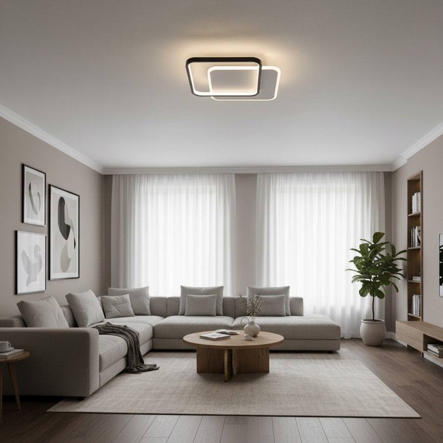 Brilagi - LED Ρυθμιζόμενο φωτιστικό οροφής FLARE LED/43W/230V 3000-6000K 39,5x45 cm λευκό/μαύρο + τηλεχειριστήριο