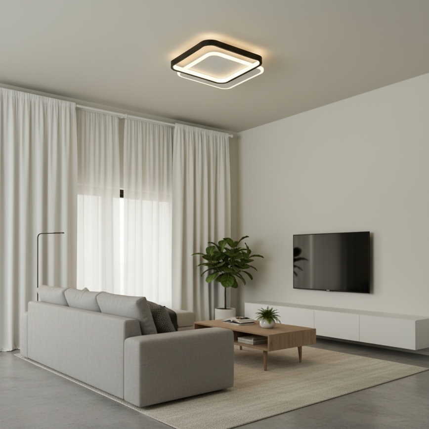Brilagi - LED Ρυθμιζόμενο φωτιστικό οροφής FLARE LED/43W/230V 3000-6000K 39,5x45 cm λευκό/μαύρο + τηλεχειριστήριο