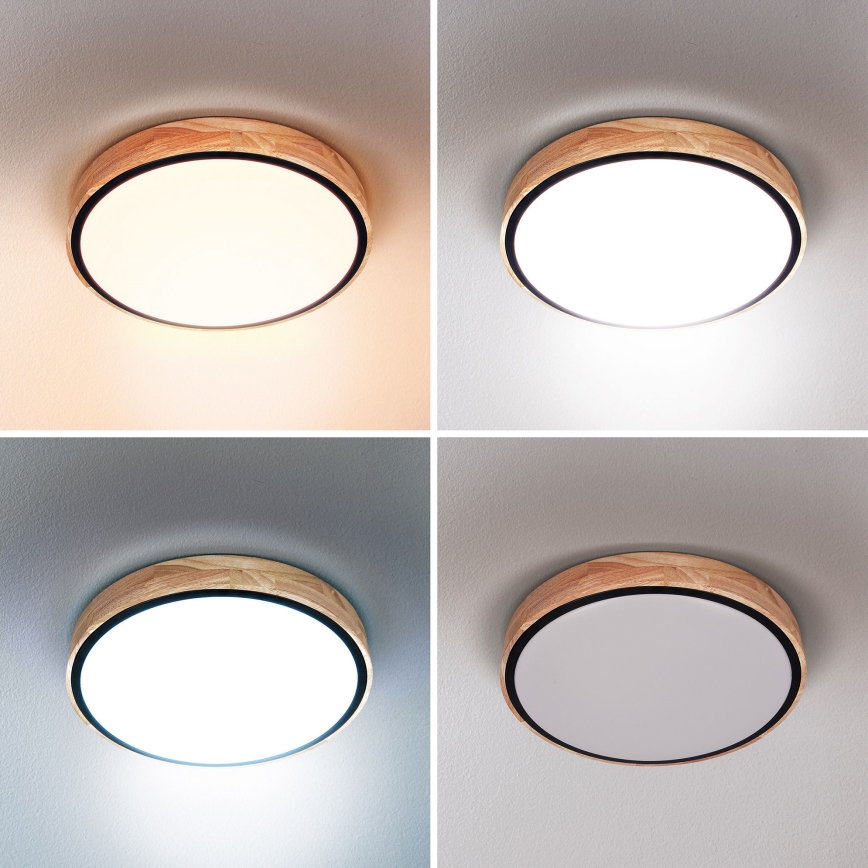 Brilagi - LED Ρυθμιζόμενο φωτιστικό οροφής GLORIA LED/48W/230V 3000-6500K δρυς διάμ. 40 cm + τηλεχειριστήριο