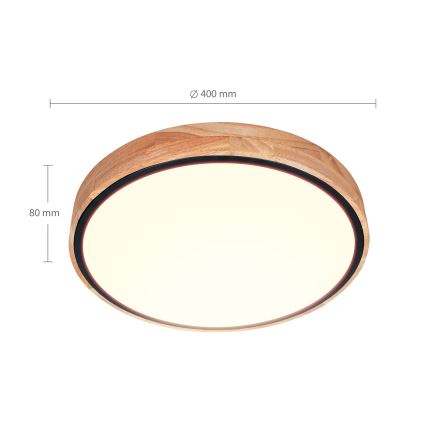 Brilagi - LED Ρυθμιζόμενο φωτιστικό οροφής GLORIA LED/48W/230V 3000-6500K δρυς διάμ. 40 cm + τηλεχειριστήριο