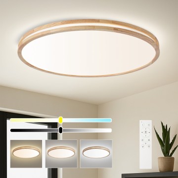 Brilagi - Ρυθμιζόμενο φωτιστικό οροφής LED MOLINA LED/128W/230V 3000-6000K δρυς Ø100 cm + τηλεχειριστήριο