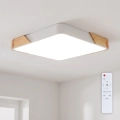 Brilagi - Ρυθμιζόμενο φωτιστικό οροφής LED PILANA LED/48W/230V 3000-6500K δρυς/λευκό 42x42 cm + τηλεχειριστήριο