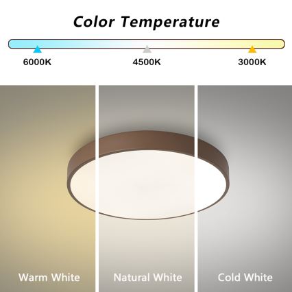 Brilagi - Ρυθμιζόμενο φωτιστικό οροφής LED POOL LED/36W/230V 3000-6000K, διάμ. 30 cm, καφέ + τηλεχειριστήριο